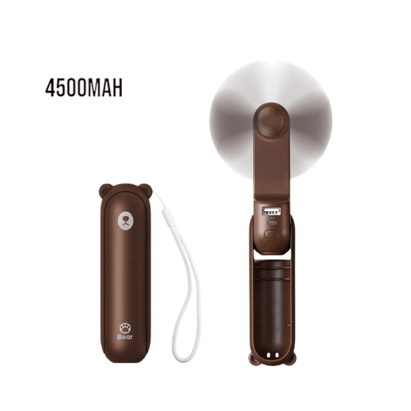 JISULIFE F8X Portable Fan & Power Bank 4500mAh – Brown / Black